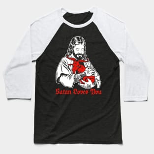 Satan Loves You and Jesus Know it Baphomet Baseball T-Shirt